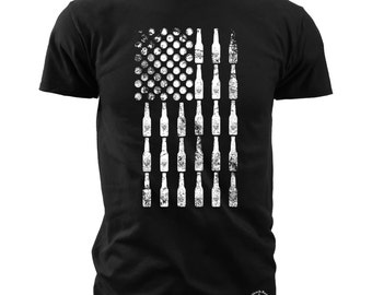 Black Ink Men's Beer Flag American Pride T-Shirt (MT704)
