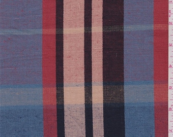 Cornflower/Peach/Rust Plaid Linen, Fabric By The Yard