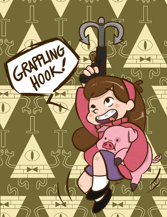 Mabel Pines and Waddles the pig 8.5x11 fanart print Gravity