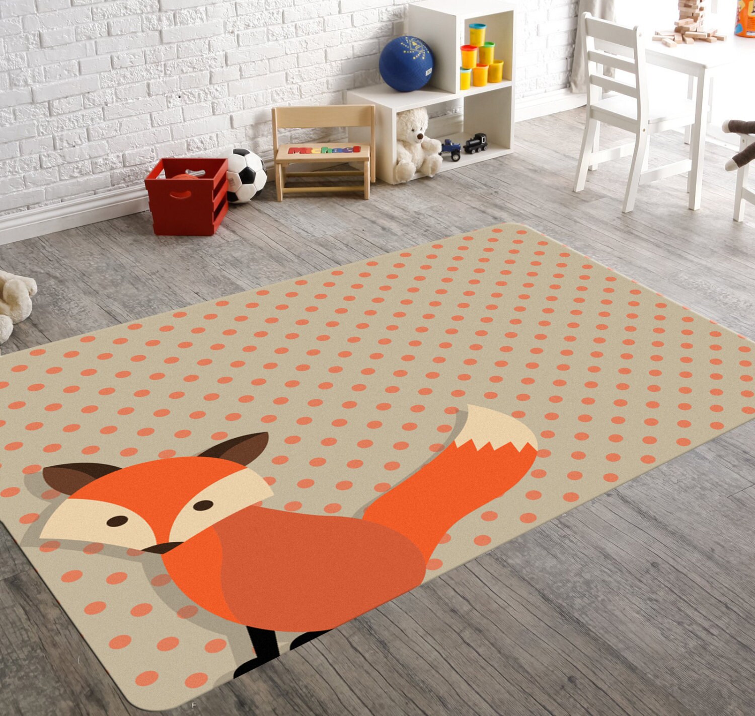 Fox Rug Woodland Nursery Woodland Rug Kids Rug Nursery