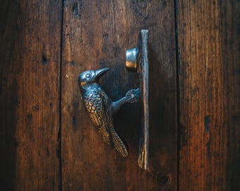 Decorative Style Cast Iron Door Knocker Woodpecker Bird Design