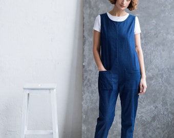 Jumpsuit - Denim Jumpsuit - Vintage Denim Jumpsuit - Women Overall - Denim Overall - Denim Romper - Handmade by OFFON