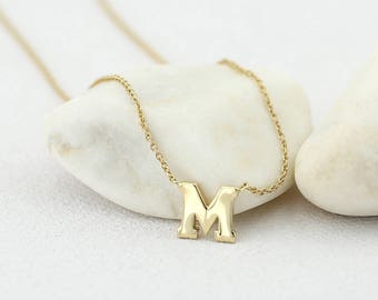 Small Initial Necklace in 14k Gold / Initial Necklace / 14k Gold Letter Necklace / Single Initial Necklace / Personalized Gift