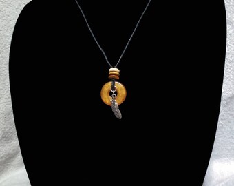 Orange Bead Silver Feather