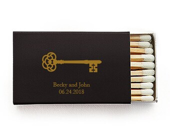 Set of 50 Vintage Key Matchboxes - Vintage Wedding Favor - Custom Wedding Matchbox - Personalized Wedding Matches - Wooden Matches - Favor
