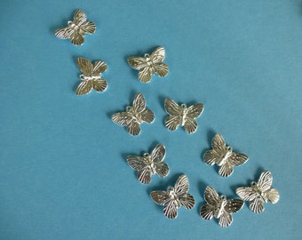 Butterfly silver charm. Bright silver plate. 19mml x 15mm Set of 15. Lead and nickle free.