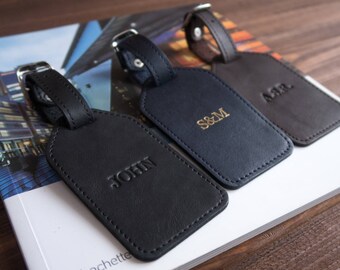 Leather luggage tag Personalized luggage tag Custom luggage tag Groomsmen gift Bridesmaid gift Mr and Mrs Luggage Tag Monogram luggage tag.