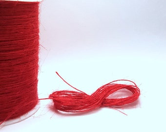 Jute twine cord. Red. 10 or 50 metres