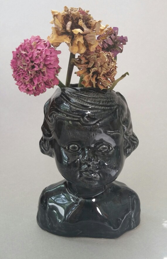 Black Baby Doll Head ceramic doll head vase black doll head