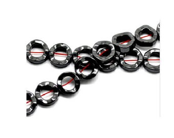 Set of 10 beads hematite gunmetal 12 mm shape rings wave