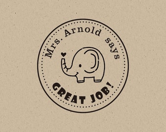 elephant stamp -Teacher Stamp - Teacher's Great Job Custom Stamp- Teacher Stamp - teacher gift - custom stamp - classroom stamp