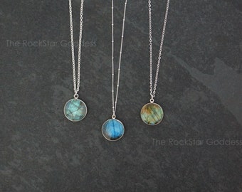 Silver Labradorite Necklace / Silver Labradorite Pendant / Silver Labradorite Jewelry / Labradorite / Labradorite Necklace