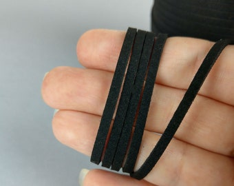 Black Suede Cord, 3mm, Vegan Cord, 1/5m, Faux Suede Cord, DIY Necklace, Boho Necklace, C101