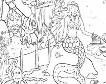 Mermaid Sea Adventure Colouring Poster