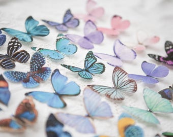 Delicate silk butterfly hair clip with Swarovski Crystal - Wedding - Summer - Prom - Pretty - Single Clip.