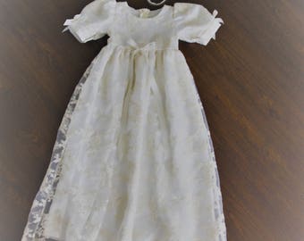 Baptism Gown-Lace Christening gown-Heirloom traditional baptism dress-Royal christening gown-Dedication-Naming Ceremony -Bautismo-Ivory Gown