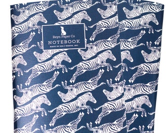 Zebra Jotter Notebook/Zebra Notebook/Leaping Zebra/Gift Idea
