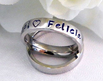 Personalized Stacking Ring, Custom Ring, Personalized Jewelry, Wedding Band, Hand Stamped Name Ring, 4 mm Wide Ring
