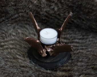 Real Deer Vertebrae Copper Tea Light Candle Holder