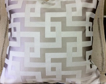 Pillow Cover Gray/Purple Geometric Print w/ Hidden Zipper, 18x18