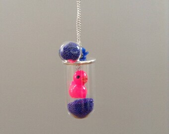 Pink duck fashion necklace