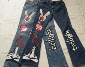 Twilight Inspired Hand painted Jeans