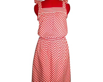 Red and white striped cotton summer dress