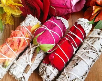 Sage Smudge Stick. Rose & Cinnamon Smudge Stick. Spring Smudges. Floral Smudges. Lavender Sage Smudge