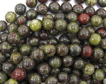 10mm dragon blood jasper round beads 15.5" strand 30976