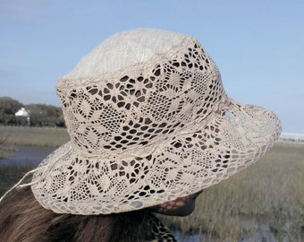 Summer hat, womens hat, linen hat, cotton hat, lace hat, hats for women, sun hat