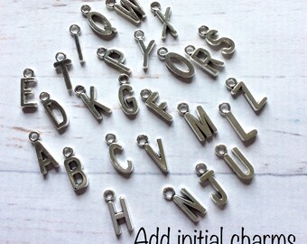 Silver initial charm, add on letter charm, add on initial charm, personalise jewellery, personalisation charm,