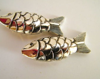 Two Jumbo Silvery Fish - 64 mm x 22 mm