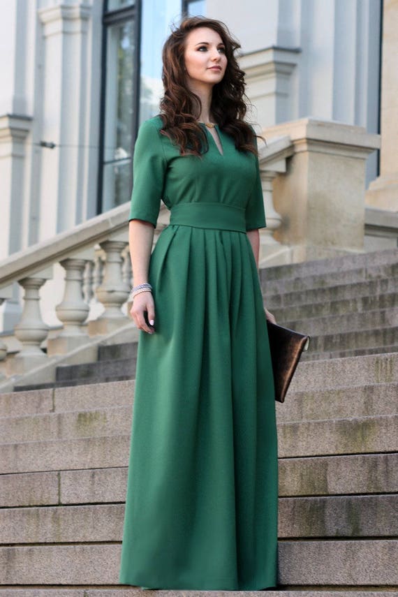 womens long green dress