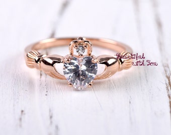 Claddagh Ring Rose Gold, Claddagh Ring Womens, Sterling Silver Rose Gold Plated Claddagh Ring, Celtic Irish Clddagh Promise Ring