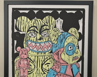 BEARBRICKS - Original Woodcut Print