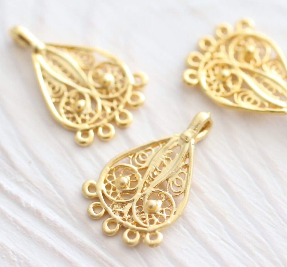 10pc Chandelier Earrings Dangle Filigree Gold 10pc Chandelier Earrings Dangle Filigree Gold Charms Multi Strand Earring Components