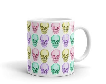 Skulls - Pink, Yellow, Aqua, Purple - Mug made in the USA