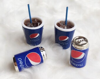 Miniature Pepsi Cup and Pepsi Can Set,Miniature Pepsi,Dolls and Miniature,Miniature Beverage ,Miniature drink,Dollhouse Food,Miniature Cans
