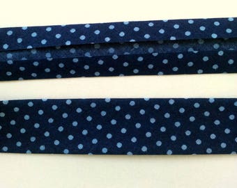 1 meter stripped Navy Blue polka dots-20 mm flat