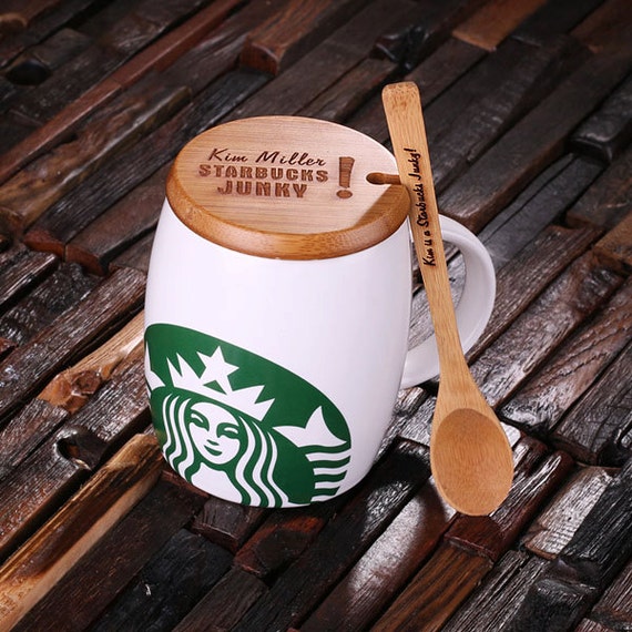 White Personalized Starbucks Mug  Coffee Cup 14 oz 
