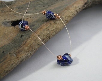 Blue Swirl Lampwork necklace