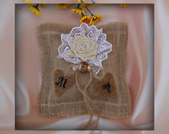 Wedding Decor Ring Bearer Pillow Rustic