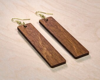 Wooden Laser Cut Column Earrings