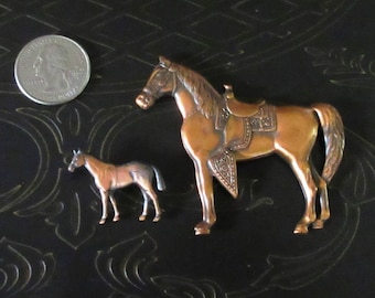 Two Copper Horse Pins/Brooches 1980's