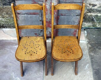 Pair of vintage mid century Venesta children's folding chairs