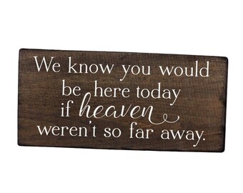 We know you would be here today sign if heaven wasn't so far away sign memory sign wedding remembrance sign