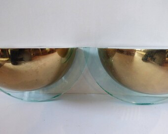 2 Vintage Light wall Sconce fixtures Mid Century Modern Art Deco lighting gold & acrylic restoration salvage SalvageRelics