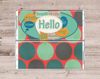 Hello Chocolate Bar Wrapper-Welcome Candy Wrapper-Welcome Chocolate Wrapper-Hello Candy Bar Wrapper-Welcoming Candy Bar Wrapper-Candy Bar