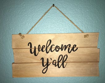 Welcome Y'all Wooden Door Hanger/Wall hanging