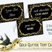Editable Gold Glitter Food Tent Cards - Place Name Cards - Wedding Banquet Buffet Dinner - Gold Confetti Glitter Custom Customizable
